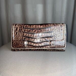 Brahmin Croc Embossed Wallet | Brown Metallic Matching Valentina Set
